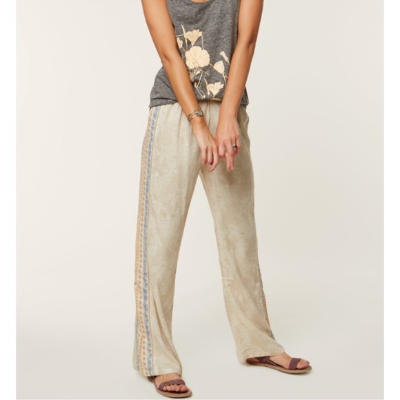 O’Neill Beach Board Babe Kasey Pants Mixed Print Trim  Elastic Waist Pull On - Picture 1 of 15